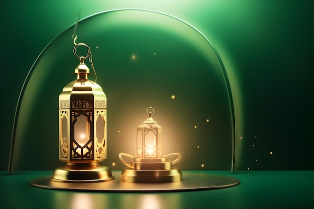 Sfondo di Ramadhan Kareem Rendering 3d con spazio vuoto AI generato