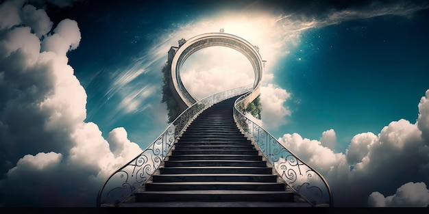 Sfondo di religione Stairway to Heaven Scale nel cielo IA generativa