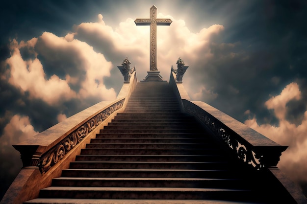 Sfondo di religione Stairway to Heaven Scale nel cielo IA generativa