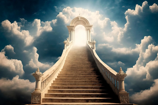 Sfondo di religione Stairway to Heaven Scale nel cielo IA generativa