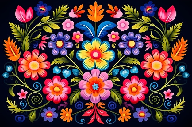 sfondo di ricamo floreale messicano