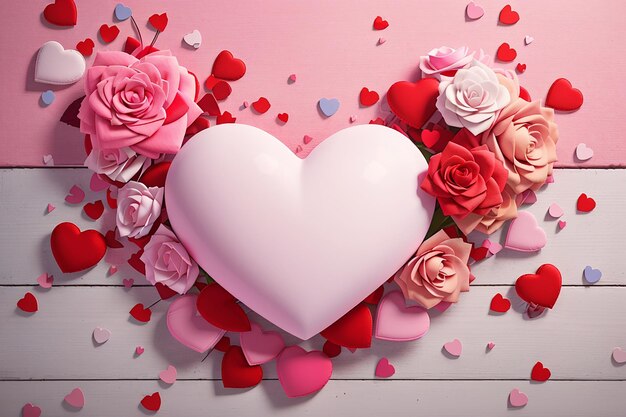 Sfondo di San Valentino con cuore rosso Amore Illustrazione d'amore rosa in San Valentino
