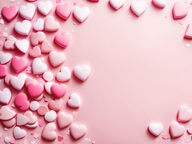 Sfondo di San Valentino con cuori rosa su pastello