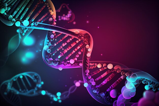 Sfondo di scienza astratta con filamenti di DNA