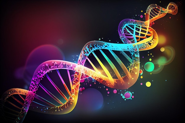 Sfondo di scienza astratta con filamenti di DNA