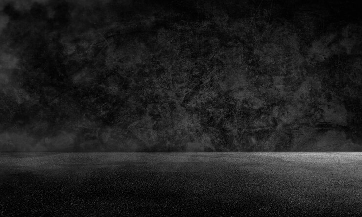Sfondo di strada vuota stanza buia pavimento in cemento asfalto luce al neon riflettore fumo