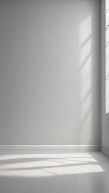 Sfondo di studio bianco astratto per la presentazione del prodotto stanza grigia vuota con ombre di finestra