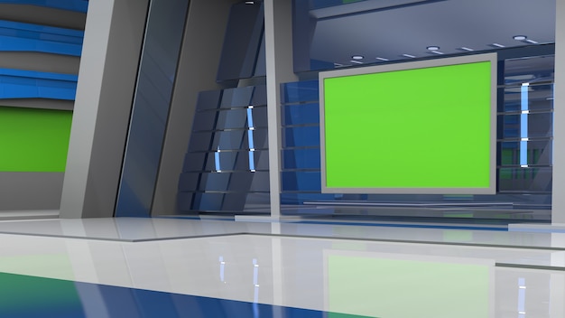 Sfondo di studio di notizie per programmi TV TV su Wall3D Sfondo di studio di notizie virtuale 3d illustrazione