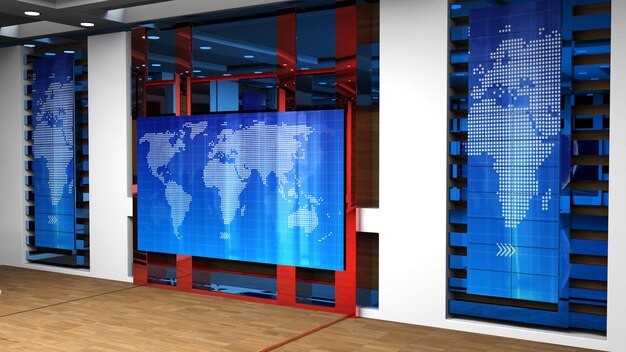 Sfondo di studio di notizie per programmi TV TV su Wall3D Sfondo di studio di notizie virtuale 3d illustrazione