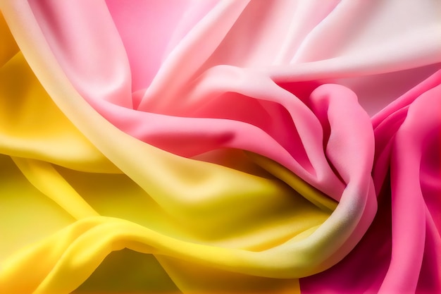 Sfondo di tessuto chiffon giallo e rosa IA generativa IA generativa