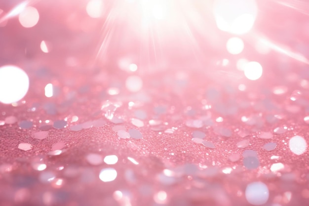 Sfondo di un modello di luce polvere di fata rosa Glitter e raggi del sole brillano su di esso AI generato