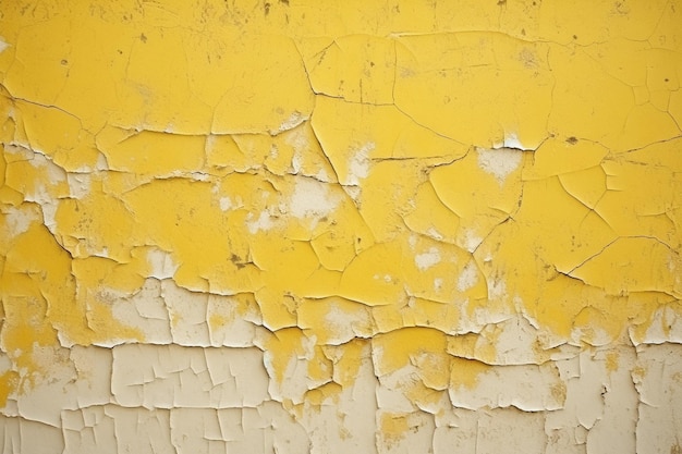 Sfondo di una vecchia parete gialla con pittura crepitante