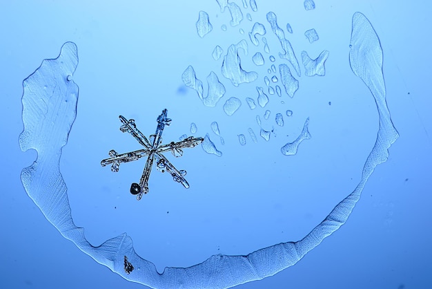 sfondo di vetro di ghiaccio blu, struttura astratta della superficie del ghiaccio sul vetro, acqua stagionale congelata