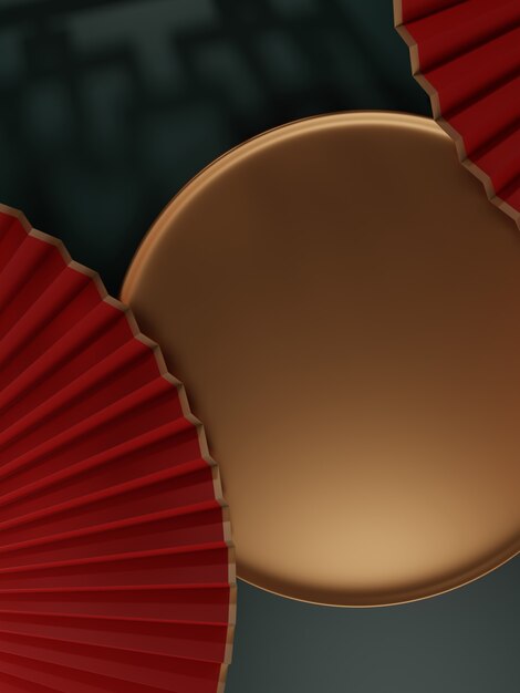 sfondo di visualizzazione del prodotto con piatti rotondi minimi in stile giapponese coreano o cinese
