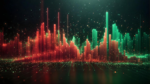 Sfondo digitale astratto con grafico e grafici del mercato azionario
