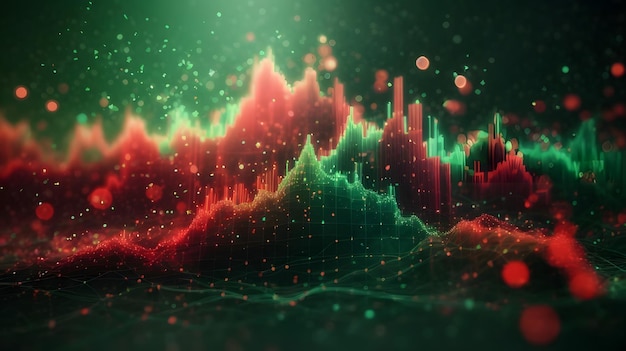 Sfondo digitale astratto con grafico e grafici del mercato azionario