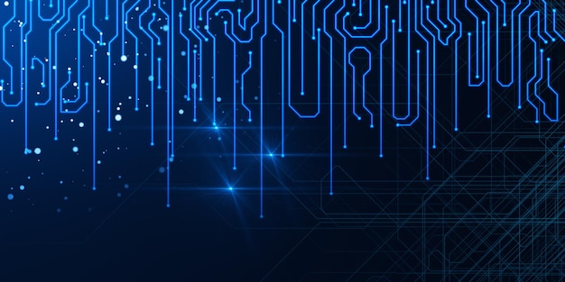 Sfondo digitale astratto del circuito blu Chip tecnologico e concetto di innovazione rendering 3D
