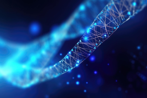 sfondo digitale blu scuro con comunicazione di dati e trasferimento di DNA