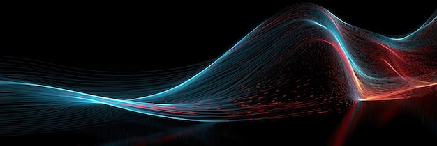 Sfondo digitale ondulato di dati che scorrono astratti IA generativa