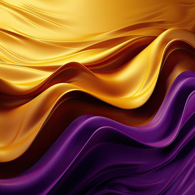 Sfondo dinamico di fusione in oro viola Astratto 3d Wave Wallpaper per la moderna tecnologia aziendale IA generativa