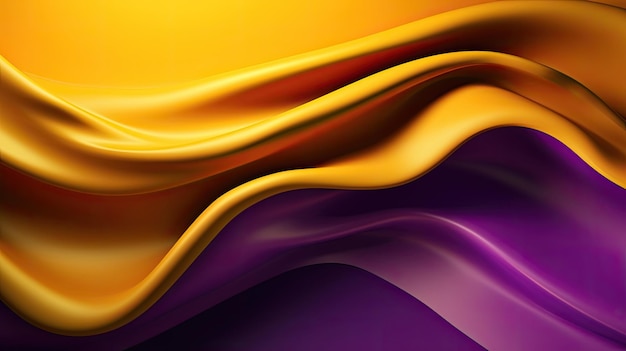 Sfondo dinamico di fusione in oro viola Astratto 3d Wave Wallpaper per la moderna tecnologia aziendale IA generativa