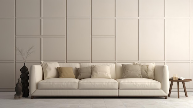 Sfondo divano minimal beige Illustrazione AI GenerativexA