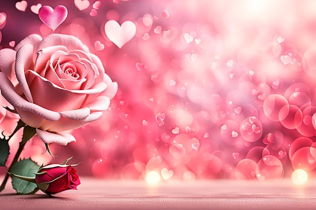 Sfondo e consistenza del giorno di San Valentino con rosa di cuore Concetto d'amore Disegno del giorno di san Valentino per l'uso