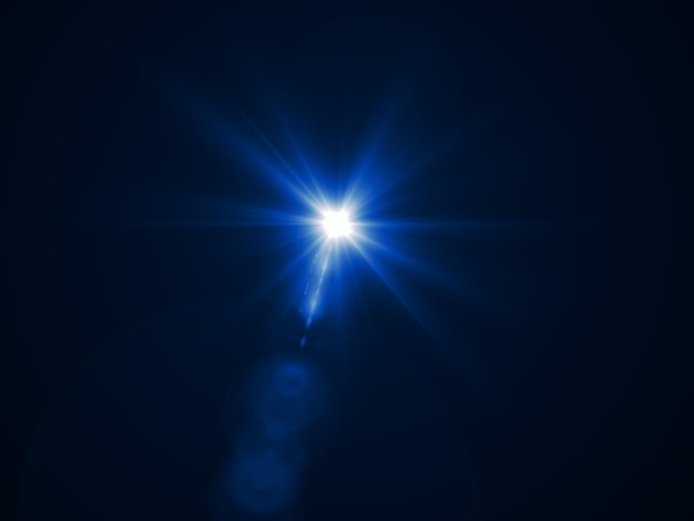 sfondo effetto sunburst blu luce blu del riflesso dell'obiettivo su sfondo nero o luce del bagliore del riflesso dell'obiettivo