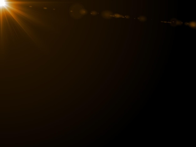 sfondo effetto sunburst oro Luce bagliore lente su sfondo nero o effetto luce bagliore bagliore lente