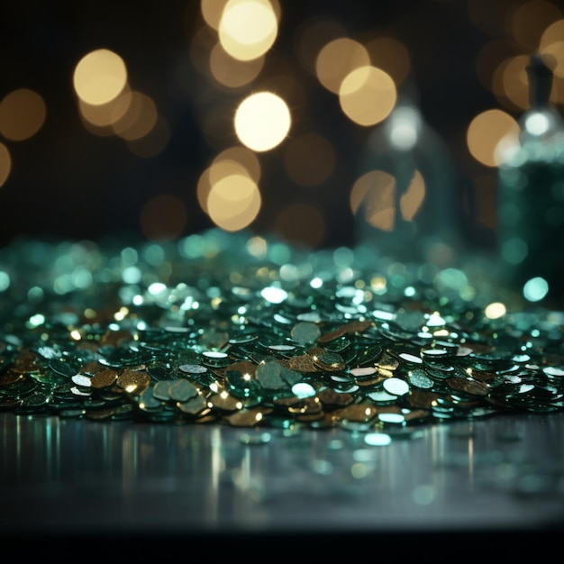 Sfondo energetico per il giorno di San Patrizio realizzato con carta glitter verde scintillante per Social Medi