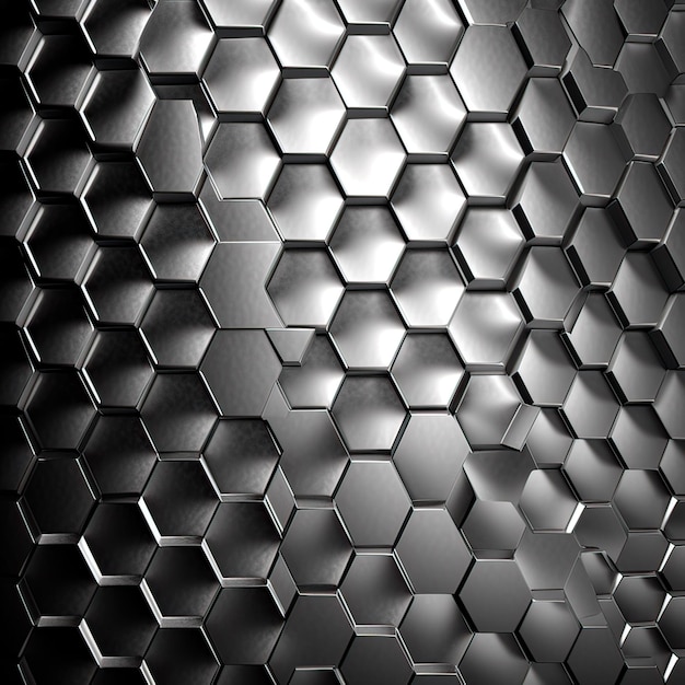 Sfondo esagonale in rilievo a nido d'ape metallico Generazione di immagini di sfondo AI