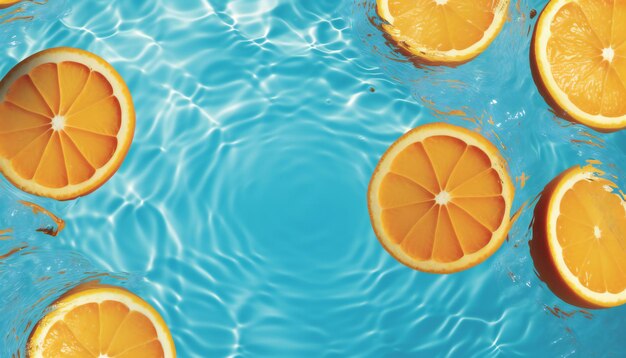 Sfondo estivo con fette di frutta arancione in piscina