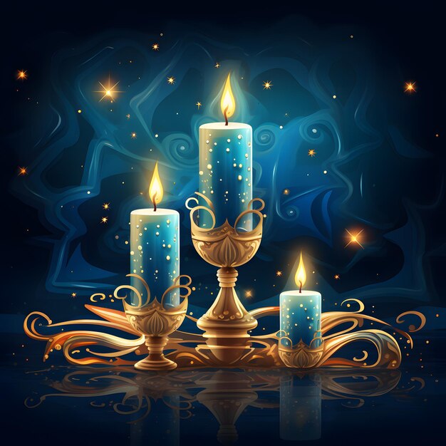 Sfondo felice di Hanukkah con le candele Menorah