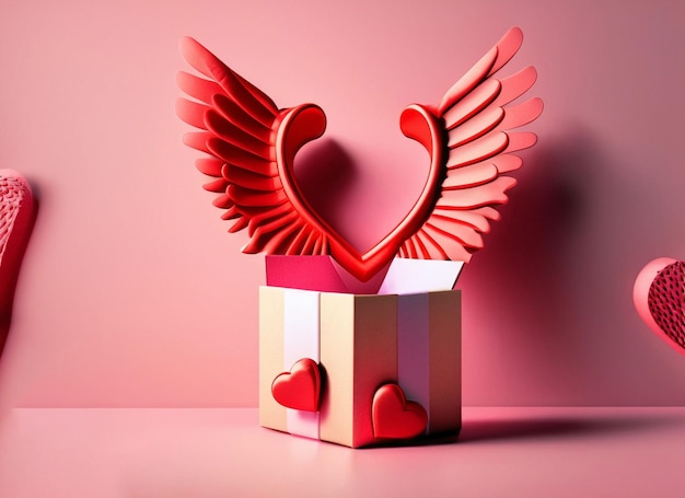 sfondo felice di Valentino con scatola regalo aperta