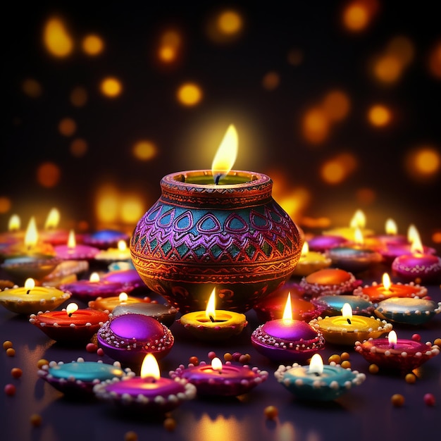 Sfondo felice Diwali con diya