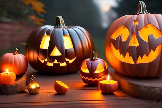 Sfondo festa di Halloween tradizionale Carta da parati di Halloween con zucca malvagia AI generativa