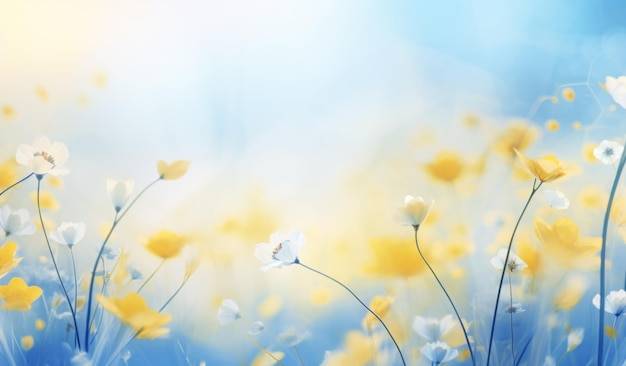 Sfondo fiore estivo blu e giallo Illustrazione AI GenerativexA
