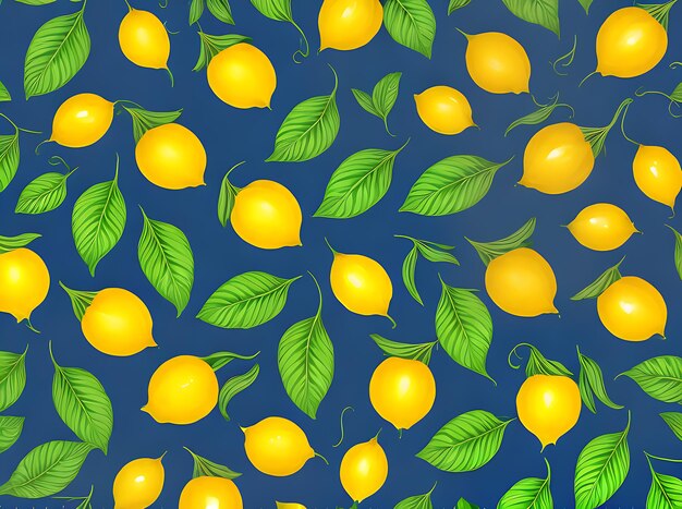 Sfondo floreale adornato da vivaci limoni e foglie che catturano vibrazioni realistiche con vibranti tonalità Kodachrome AI generati generati