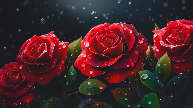 Sfondo floreale con rose rosse ai generativo