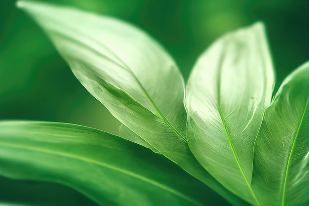 Sfondo foglia verde vista ravvicinata Natura fogliame astratto di trama di congedo per mostrare il concetto di business verde ed ecologia per una vegetazione spettacolare e uno sfondo di prodotti naturali illustrazione 3D