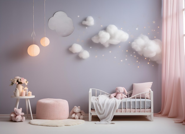 Sfondo fotografico baby room dai colori tenui