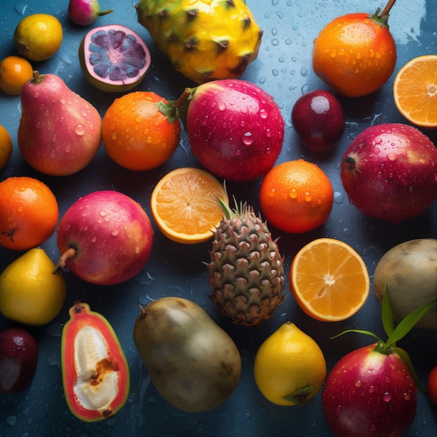 Sfondo fragola cibo verde goccia frutta mela vitamina acqua sana fresca IA generativa