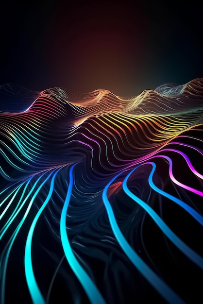 Sfondo futuristico 3D colorato ondulato astratto Design dinamico alla moda IA generativa