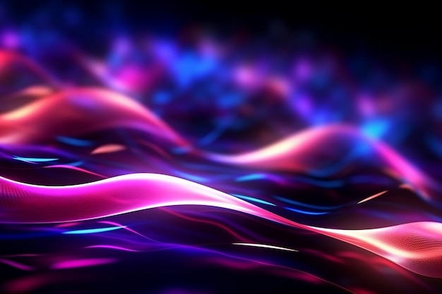 sfondo futuristico astratto con linee d'onda ad alta velocità in movimento di neon luminoso blu rosa