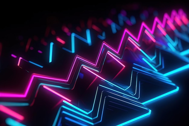 sfondo futuristico astratto con neon blu rosa brillante in movimento linee d'onda ad alta velocità e bokeh