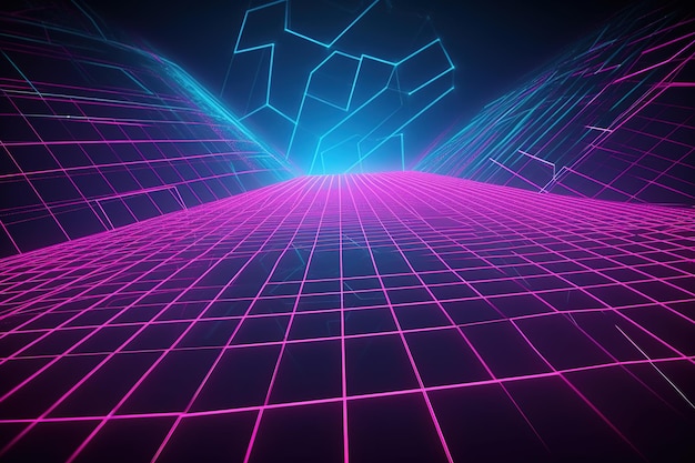sfondo futuristico astratto con oro rosa blu luminoso neon muovendo linee d'onda ad alta velocità e luci bokeh concetto di trasferimento dati fantastico carta da parati Ai Generative