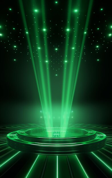 Sfondo generativo ai con illuminazione di faretti verdi per volantini immagine realistica ultra hd