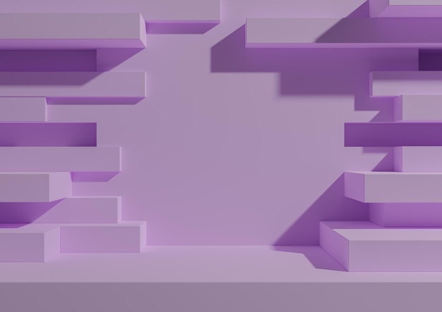 Sfondo geometrico della fotografia del portale del muro di mattoni astratto del podio del display del prodotto 3D viola pastello