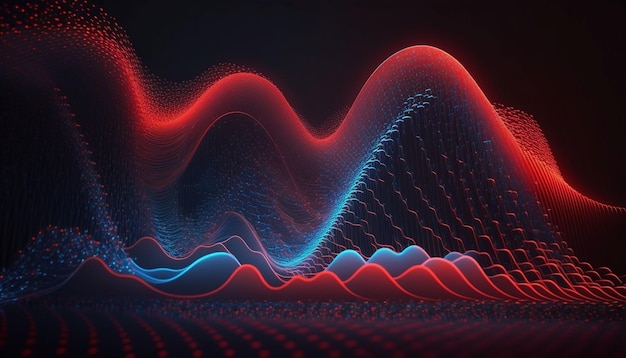 Sfondo geometrico rosso astratto Struttura di connessione Sfondo scientifico Tecnologia futuristica Elemento HUD che collega punti e linee sfondo digitale con particelle