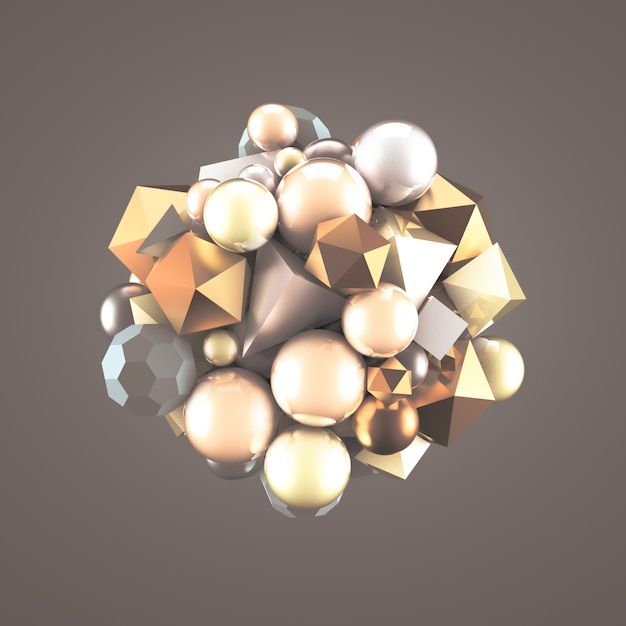 sfondo giallo brillante con le palle. Rendering 3d.